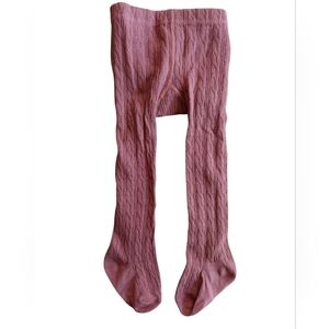 Cozy Cable Knit Tights for Kids - Dusty Pink
